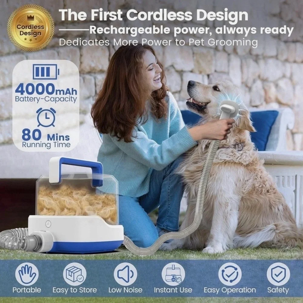 Pet Grooming Vacuum Kit Cordless w/ Attachments 🐾 AIRROBO PG200